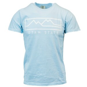 Utah State Mountain Line Drawing Blue Short-Sleeve T-Shirt